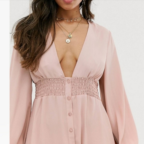 -ASOS long sleeve button through mini dress